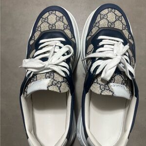 Gucci GG Monogram Sneakers in Navy and Beige